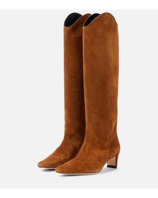 Staud Brown Western Wally 55 Suede Cowboy Boots