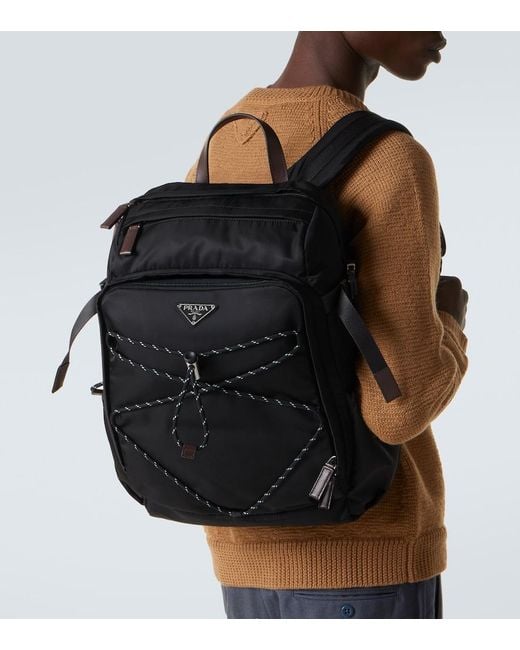 Prada Black Speedrock Re-Nylon Backpack for men