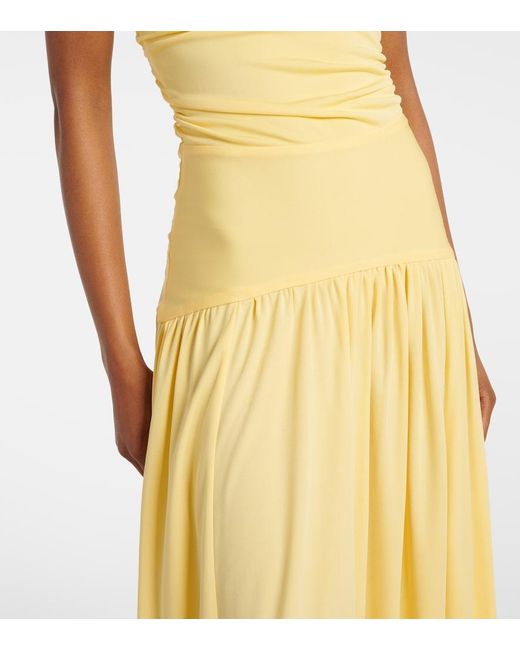 Staud Metallic Mariana Ruched Jersey Maxi Dress