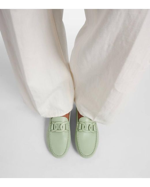 Tod's White Gommino Bubble Kate Leather Moccasins