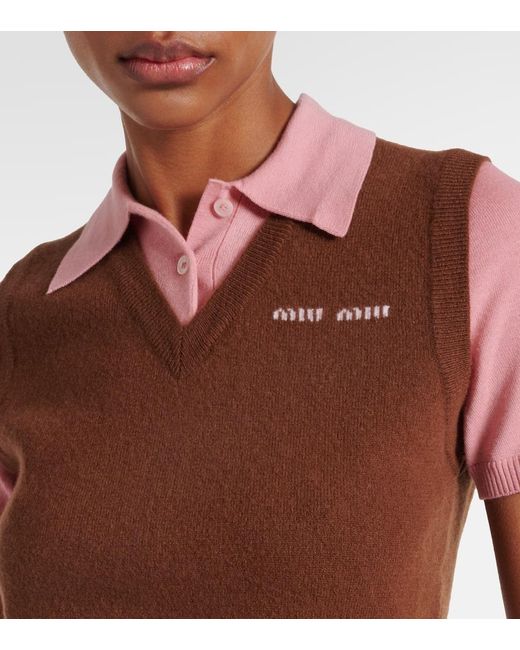 Miu Miu Brown Polohemd Aus Wolle Und Kaschmir
