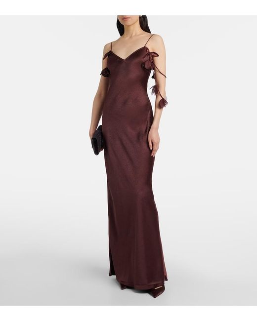 Self-Portrait Red Embellished Satin Gown