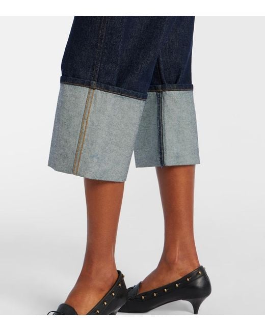Khaite Blue Boyle Cropped Wide-Leg Jeans