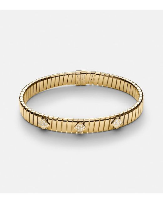 BVLGARI Metallic Tubogas 18Kt Bracelet With Diamonds
