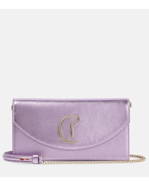 Christian Louboutin Purple Clutch Loubi54 Small Aus Metallic-Leder