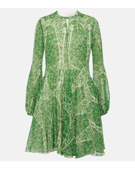 Giambattista Valli Green Printed Silk Georgette Minidress