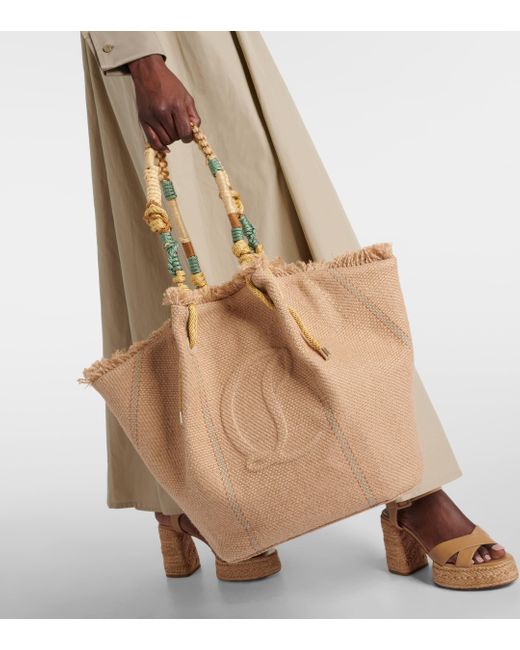 Christian Louboutin Natural By My Side Leather-trimmed Canvas Shopper