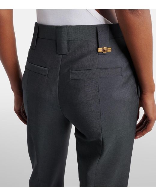 Versace Blue Wool And Mohair Tapered Pants