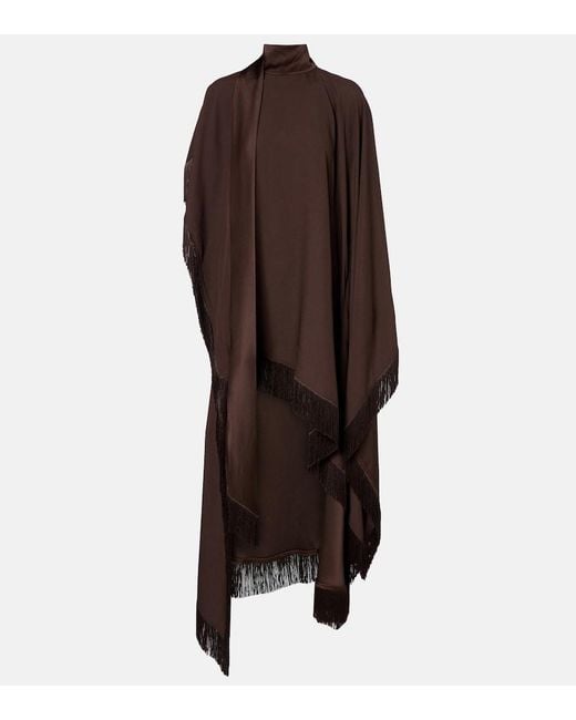 Taller Marmo Brown California Fringed Satin Kaftan