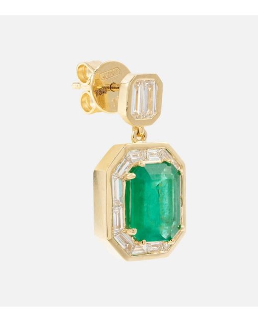 SHAY Green Ohrringe Halo aus 18kt Gelbgold mit Diamanten und Smaragden