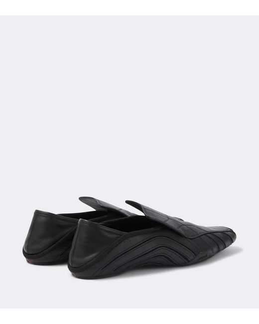 Gucci Black Mesh-Trimmed Leather Loafers for men