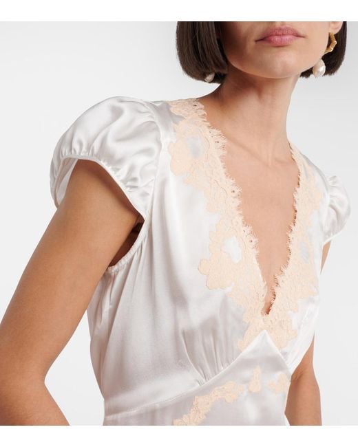 Doen White Midikleid Coraline Aus Seide Mit Spitze