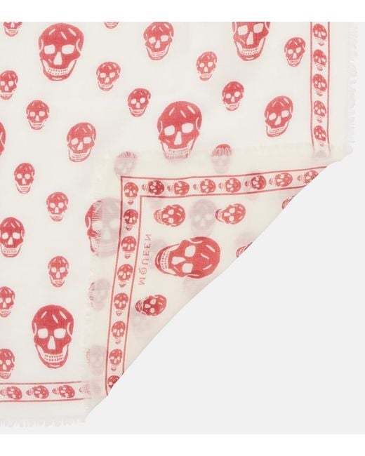 McQueen Red Skull Wool Scarf