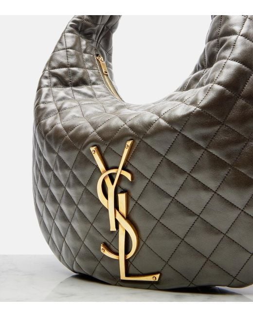 Saint Laurent Gray Icare Medium Quilted Leather Shoulder Bag