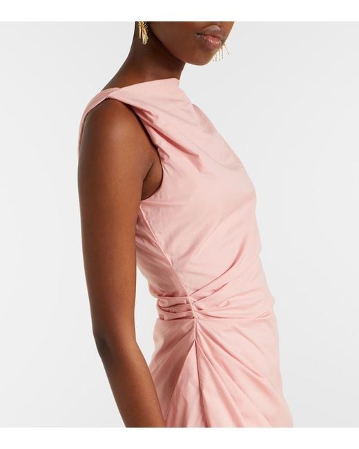 Staud Pink Callie Asymmetric Cotton Minidress