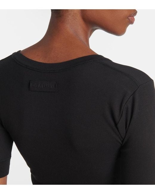 Calvin Klein Black Ribbed-Knit Cotton-Blend Top