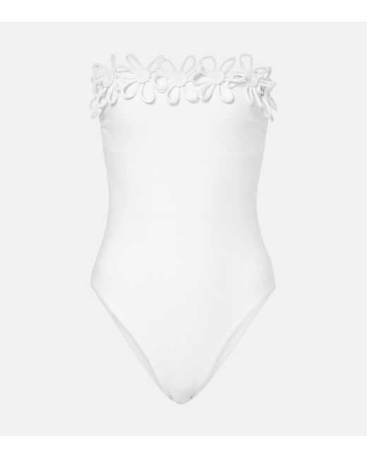 Karla Colletto White Hana Embroidered Bandeau Swimsuit