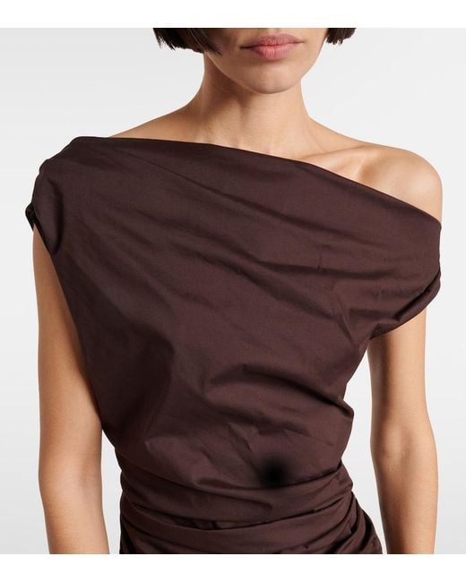 Staud Purple Phare One-Shoulder Cotton Maxi Dress