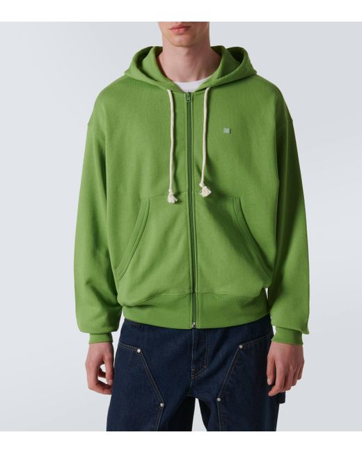 Acne Green Fiah Face Cotton Jersey Hoodie for men