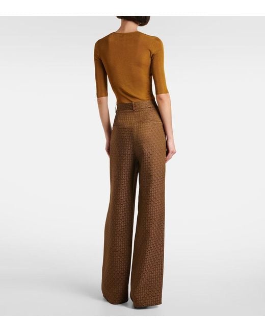 Pantaloni A Gamba Larga di Saint Laurent in Brown