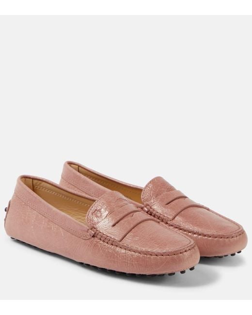 Tod's Pink Gommino Leather Mocassins