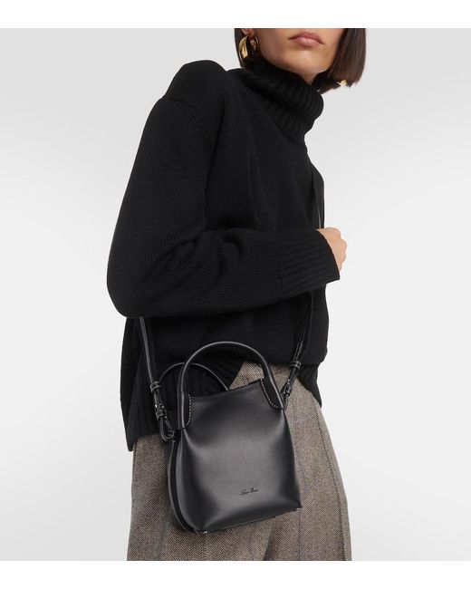 Loro Piana Black Bale Small Leather Bucket Bag