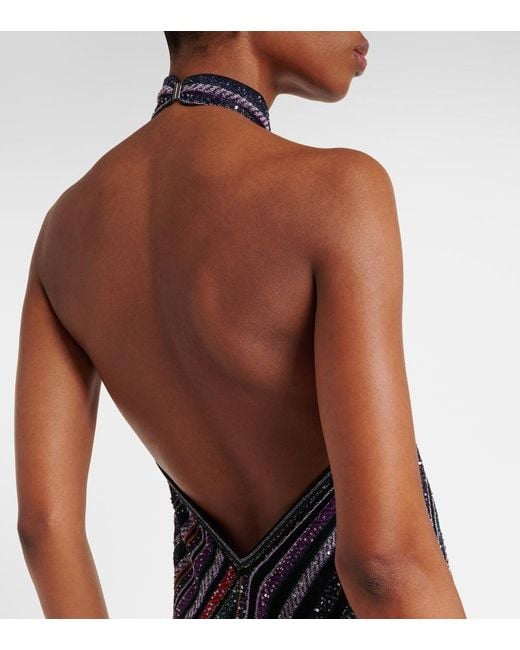 Missoni Blue Sequined Striped Gown