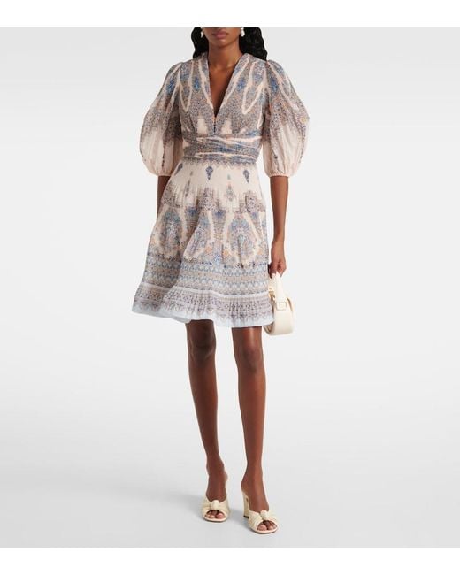Mini-robe imprimée Zimmermann en coloris White