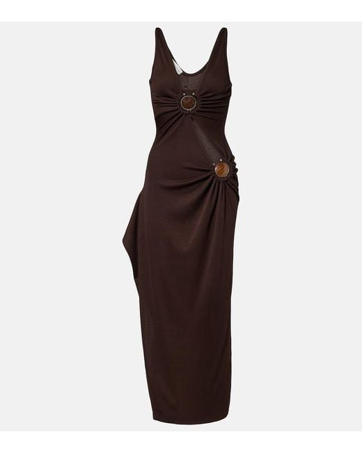 Christopher Esber Purple Cascade Embellished Midi Dress