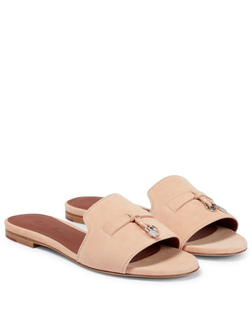 Loro Piana Summer Charms Flat Suede Sandals | Lyst Canada
