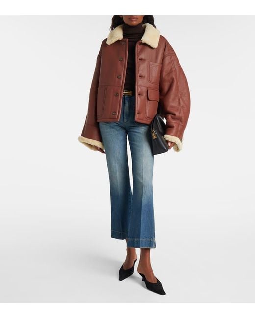 Victoria Beckham Red Lederjacke Mit Shearling