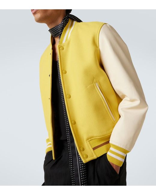 Tom Ford Collegejacke Aus Wolle Und Leder in Yellow für Herren