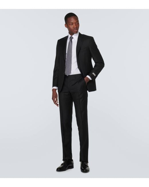 Canali Black Single-breasted Wool Suit for men