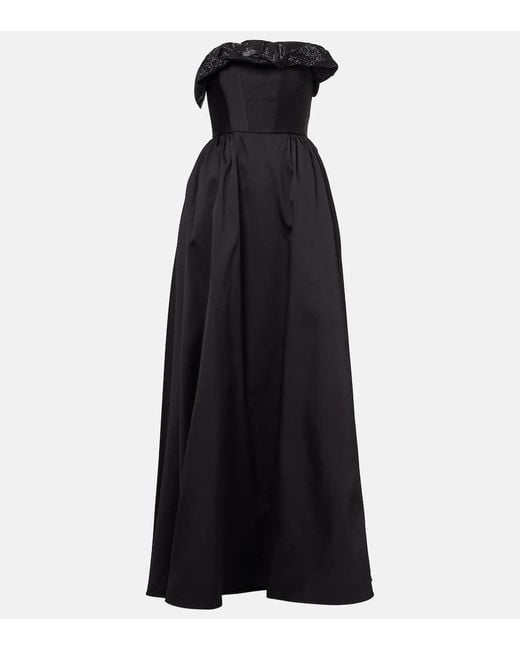 Roland Mouret Black Ruffled Strapless Gown