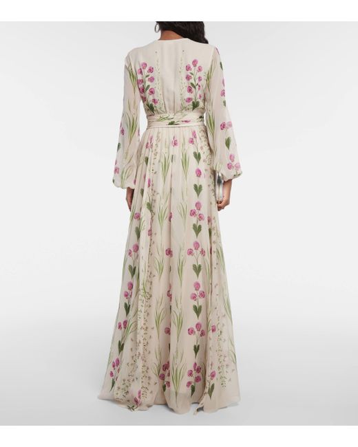 Giambattista Valli Natural Silk Floral Maxi Dress