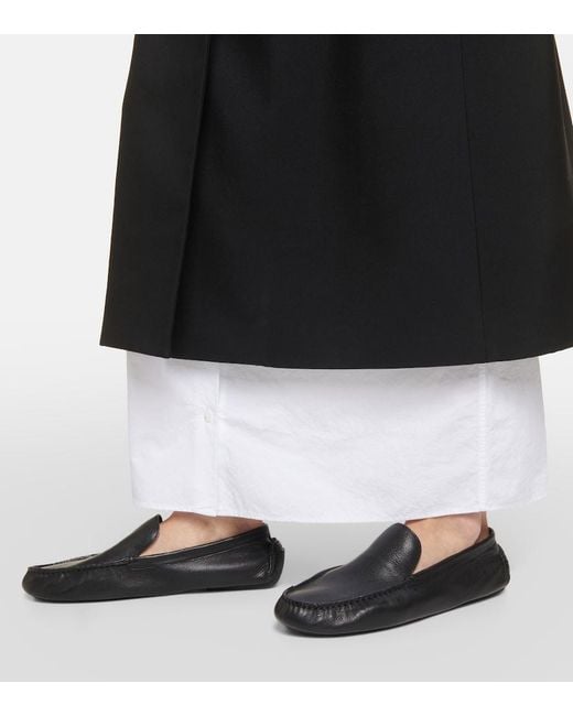The Row Black Lucca Leather Moccasins