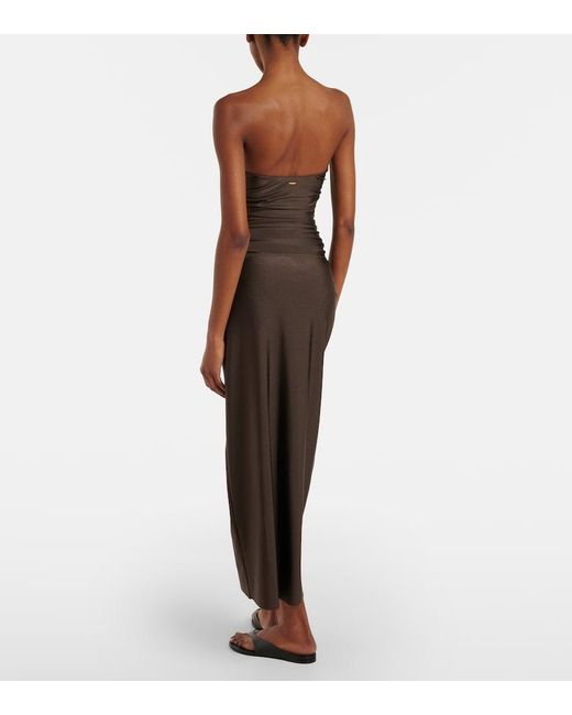 Jonathan Simkhai Brown Eiana Applique Ruched Midi Skirt