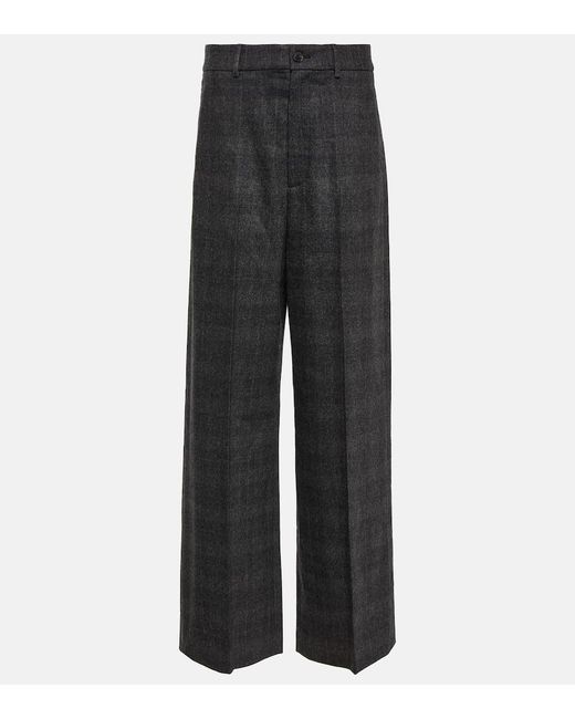 Nili Lotan Gray Johan Wool And Cashmere-blend Wide-leg Pants