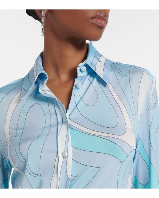 Emilio Pucci Blue Hemd Marmo Aus Baumwolle
