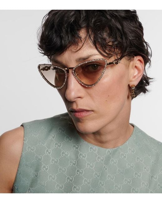 Gafas de sol cat-eye con GG Gucci de color Natural