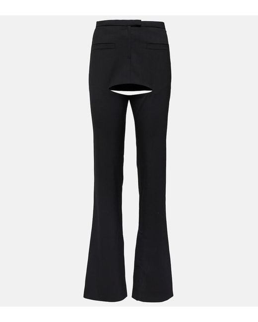 Courreges Black Cutout Wool-Blend Flared Pants