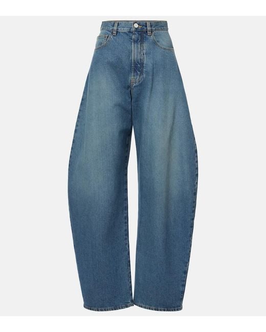 Alaïa Blue High-Rise Barrel-Leg Jeans