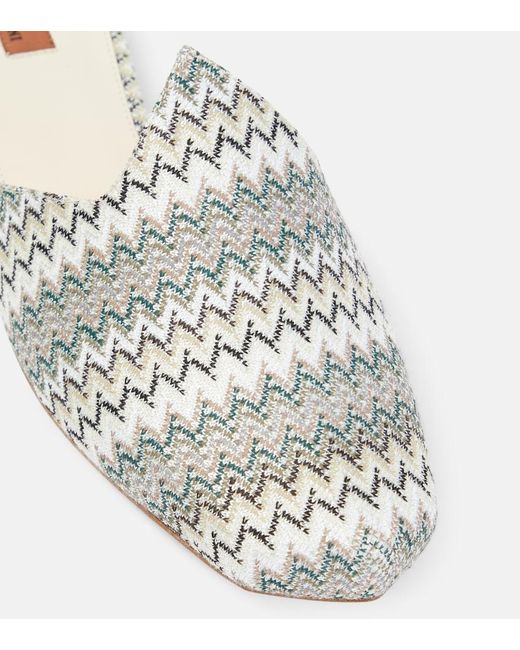 Missoni White Zig Zag Canvas Mules
