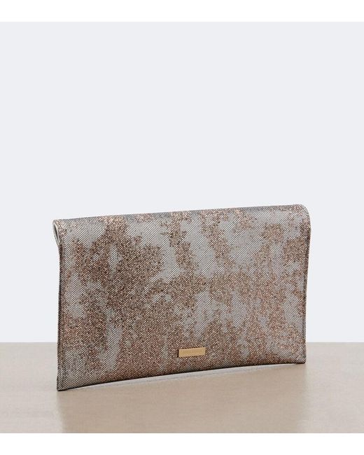 Aquazzura Gray Envelope Sequined Metallic Leather Clutch