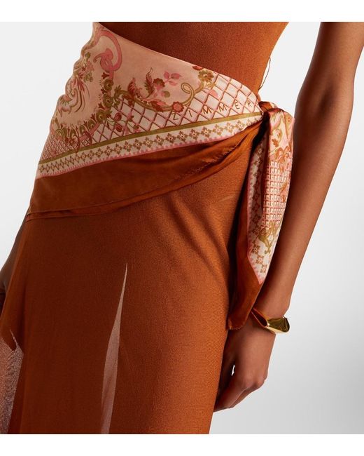 Zimmermann Brown Aster Scarf-Detail Maxi Dress