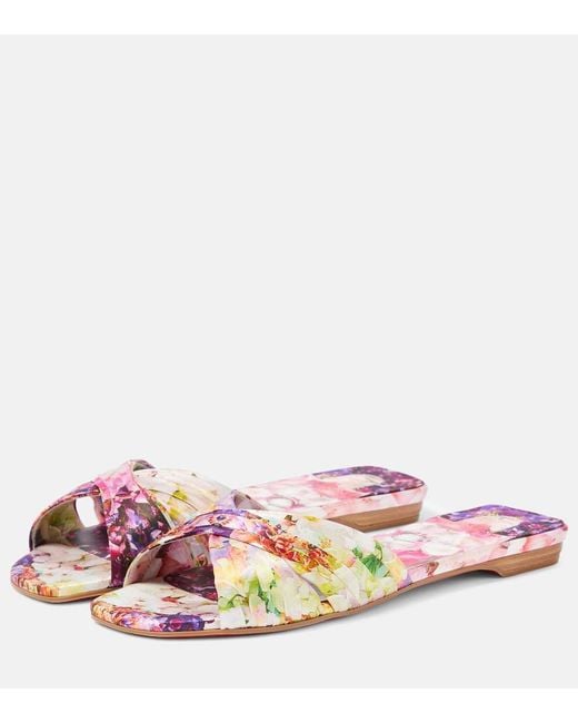 Christian Louboutin Pink Nicol Is Back Floral Satin Slides
