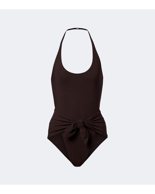 Alaïa Brown Draped Halterneck Swimsuit