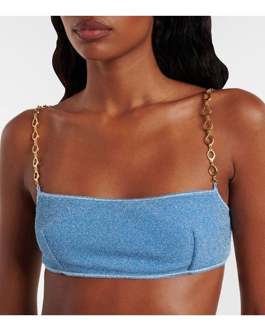 Oseree Blue Lumiere O Chain Lame Bikini