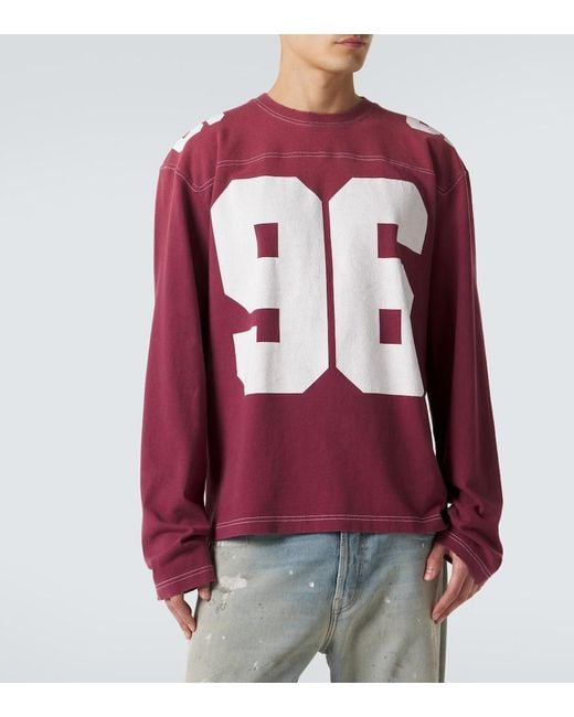 Acne Red Printed Cotton Jersey T-Shirt for men