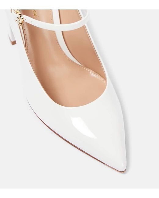 Gianvito Rossi 100 Patent Leather Mary Jane Pumps in White | Lyst